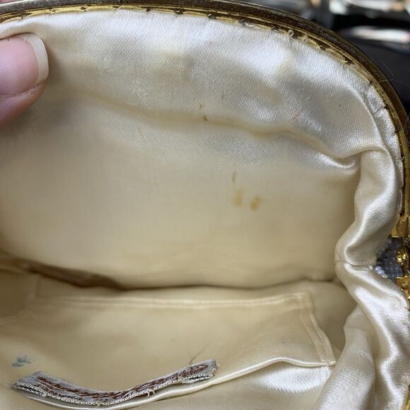 Vintage 50s Ed B. Robinson Micro Bead Handbag Made In France Floral Coquette - Picture 11 of 16